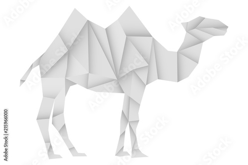 Camel. White paper polygonal