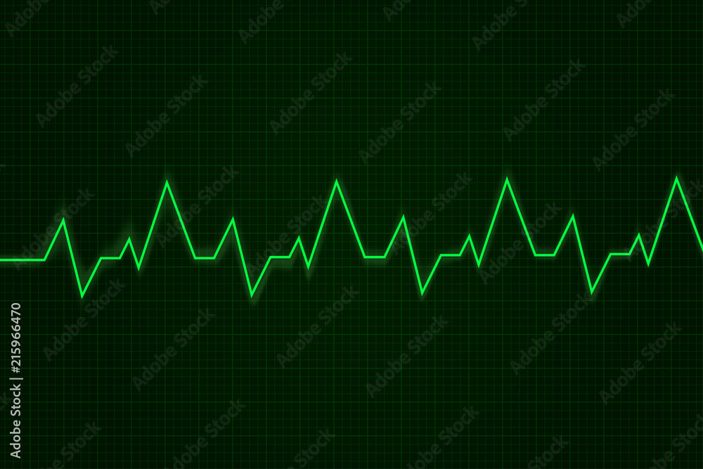 Naklejka premium Heartbeat. Cardiogram graph. Green line on display
