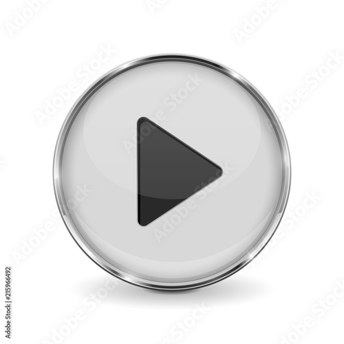 Play button. White 3d icon with metal frame Free Download Play button. White 3d icon with metal frame - GFXLoad