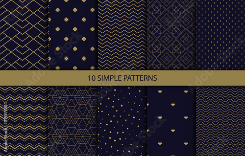 Set of 10 simple geometric patterns. 