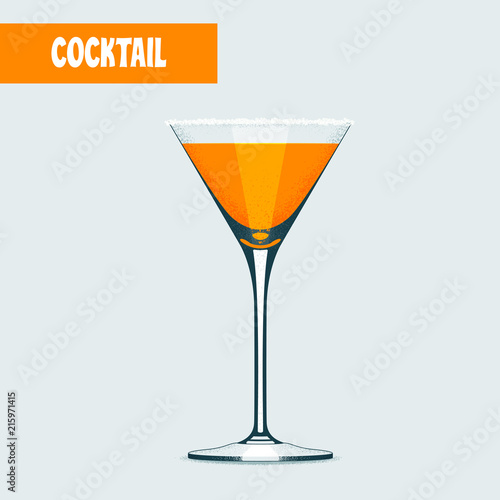 Martini cocktail orange color vector illustration