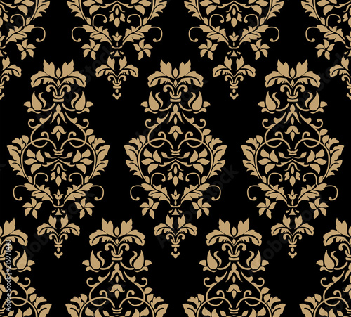 Vector beautiful damask pattern. Royal pattern with floral ornament. Seamless wallpaper with a damask pattern. Vector illustration.
