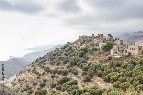 Greece, Peloponnese, Laconia, Vathia, village with typical tower houses photo