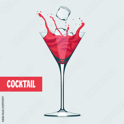 Martini glass with Cosmopolitan cocktail vector