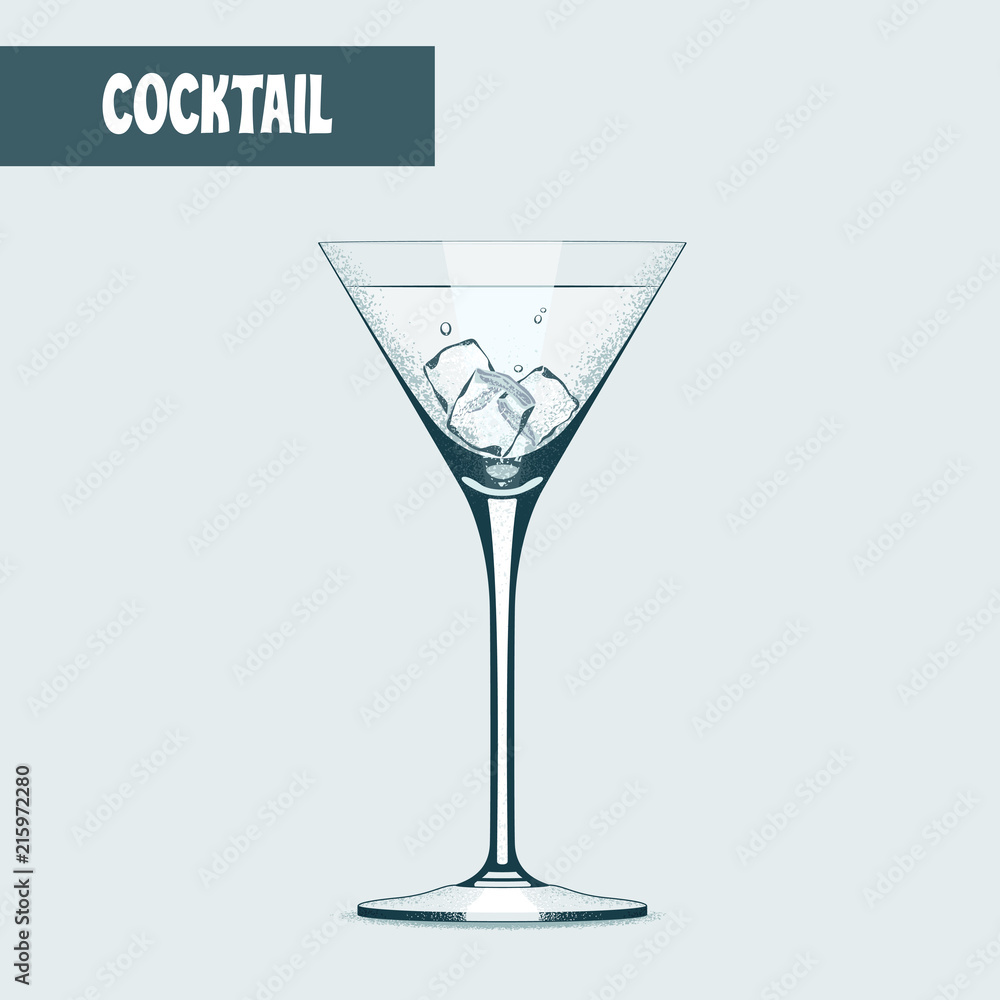 Martini cocktail glass with icevector illustration Martini cocktail glass with icevector illustration