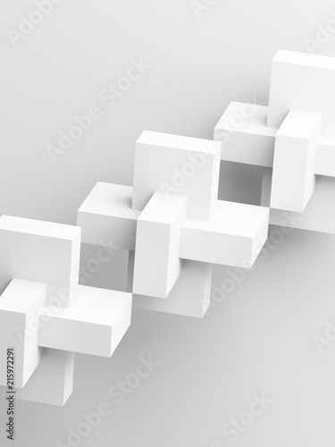 Abstract block objects in a row over white