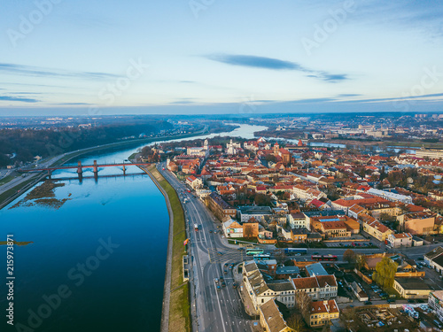 Kaunas old town, drone aerial view