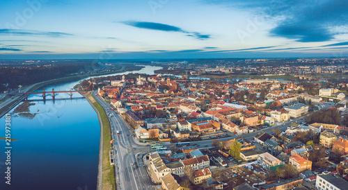 Kaunas old town, drone aerial view