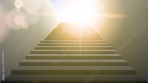 Realistic White Upward Clear Stairs