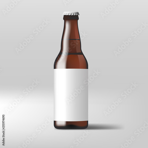 Realistic Clear Beer Bottle With White Label