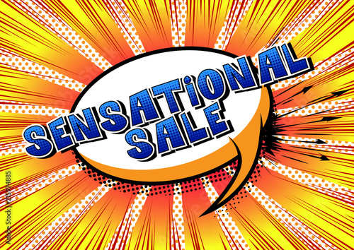 Sensational Sale - Comic book style word on abstract background.