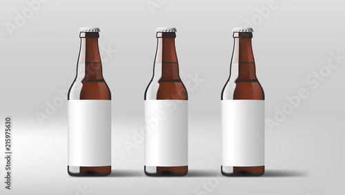 Realistic Clear Beer Bottles With White Label
