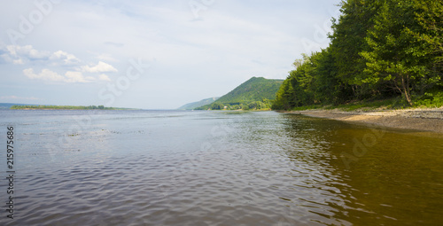 view of the Zhiguli mountains and the Volga river in the Samara region photo