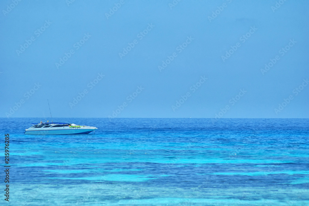 speed boat or motor boat in blue sea