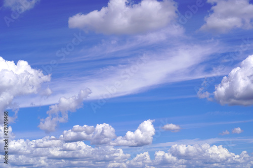 Beautiful blue sky with clouds as background.