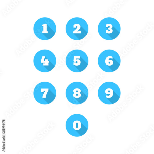 Set of 0-9 number icons. Vector illustration