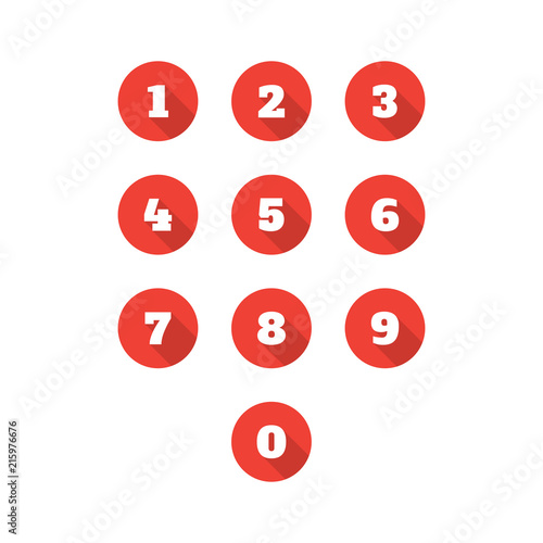 Set of 0-9 number icons. Vector illustration