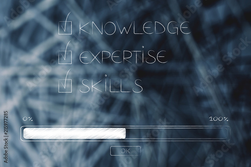 knowledge expertise skills ticked off with progress bar photo