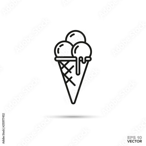 ice cream cone vector line icon. Sweet food symbol.
