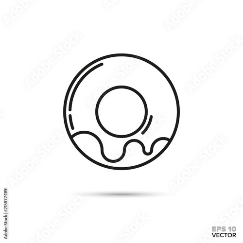 donut with icing vector line icon. Sweet food symbol.