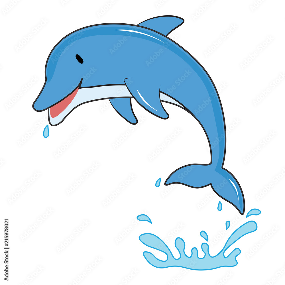 Happy Smiley Dolphin Vector Art Stock Vector | Adobe Stock