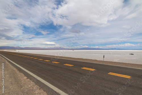 Road in Salinas Grandes Salt Flats - Jujuy, Argentina © diegograndi
