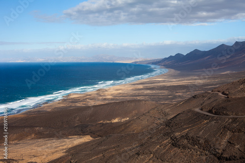Panorama of a beautiful seascape from the highest point of the Fuerteventura island