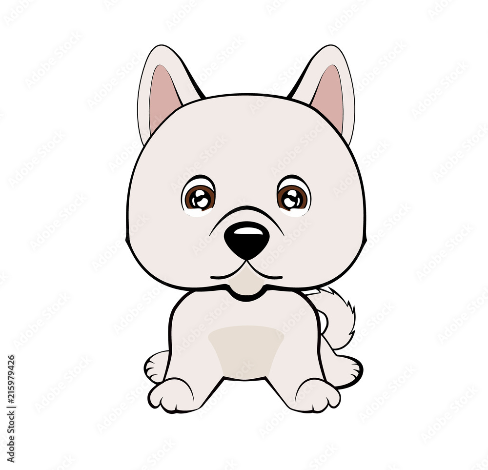 Vector illustration of cute dog in flat style shows sad emotion. Crying emoji. Smiley icon. Chat, communication, print, sticker. Isolated object on blue background. Unhappy. Eskimo Dog or Spitz. Vector illustration of cute dog in flat style shows sad emotion. Crying emoji. Smiley icon. Chat, communication, print, sticker. Isolated object on blue background. Unhappy. Eskimo Dog or Spitz.