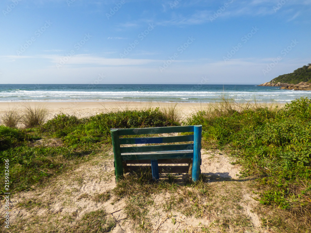 Wooden beach overlooking the ocean at Brava beach - Florianopolis, Brazil Wooden beach overlooking the ocean at Brava beach - Florianopolis, Brazil