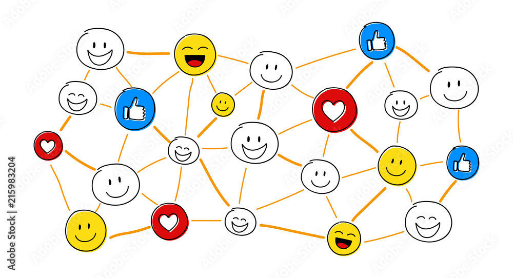 Social media network with funny emoticons. Vector. Social media network with funny emoticons. Vector.