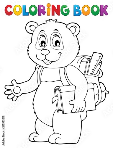 Fototapeta Naklejka Na Ścianę i Meble -  Coloring book school panda theme 1
