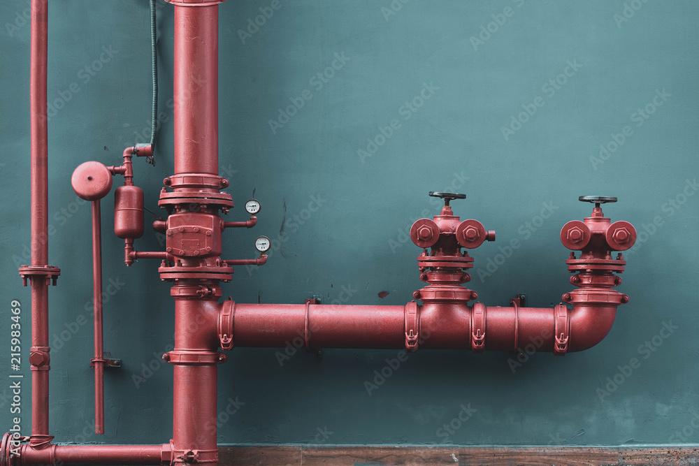 red water pipe of Industrial and building fire extinguishing system. red water pipe of Industrial and building fire extinguishing system.