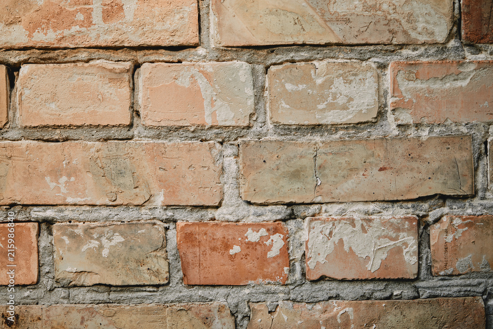 Fototapeta premium full frame image of old brick wall with cement background