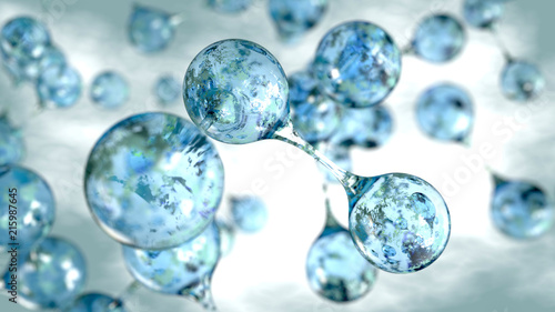 Fotografie, Obraz 3d molecules of water concept background