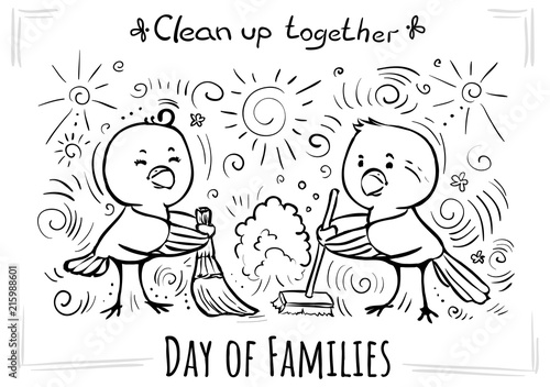 Clean up together - greeting card family day