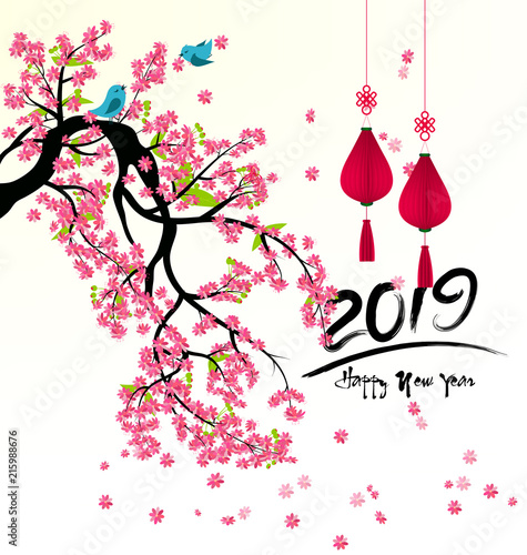 Happy New Year 2019. Chienese New Year, Year of the Pig photo