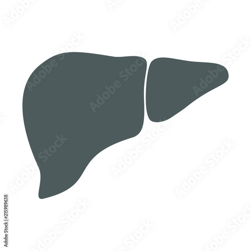 Liver icon human organ. Grey isolated sign on white background. Liver symbol for web site design, logo, app, UI. Vector illustration flat style