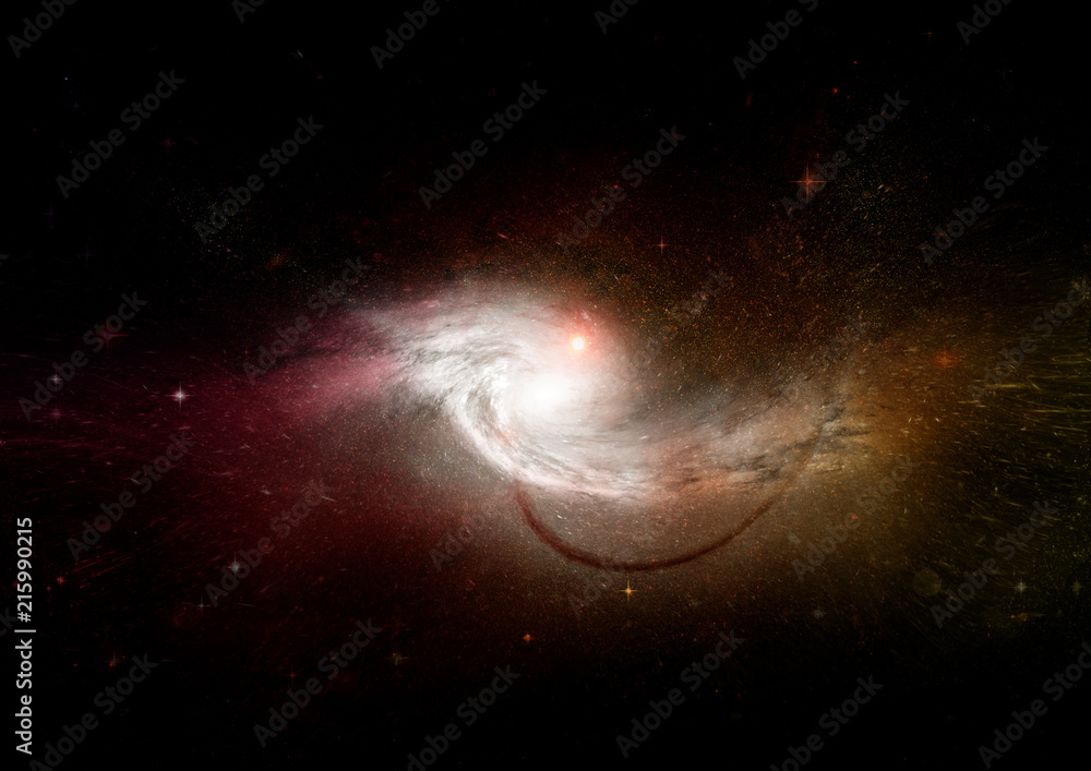 Fototapeta premium Stars, dust and gas nebula in a far galaxy