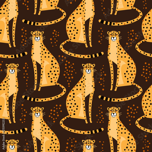 Photography Seamless pattern with cheetahs, leopards