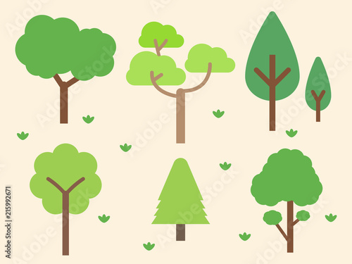 Green tree forest background, nature concept, vector illustration.