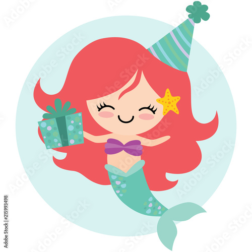 Vector Birthday Mermaid Illustration
