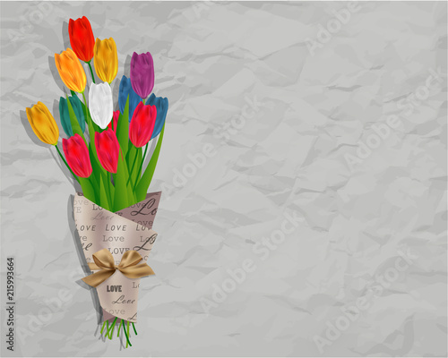 Lovely spring background with tulip flowers vector image