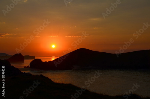 Sunset on the beaches of Asturias