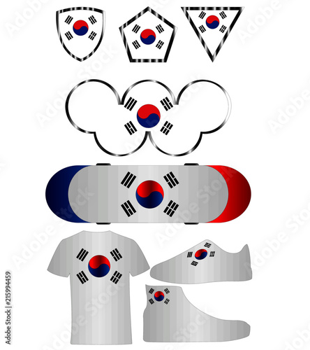 Set of different national flag icons North Korea
