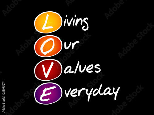 LOVE - Living Our Values Everyday, acronym business concept