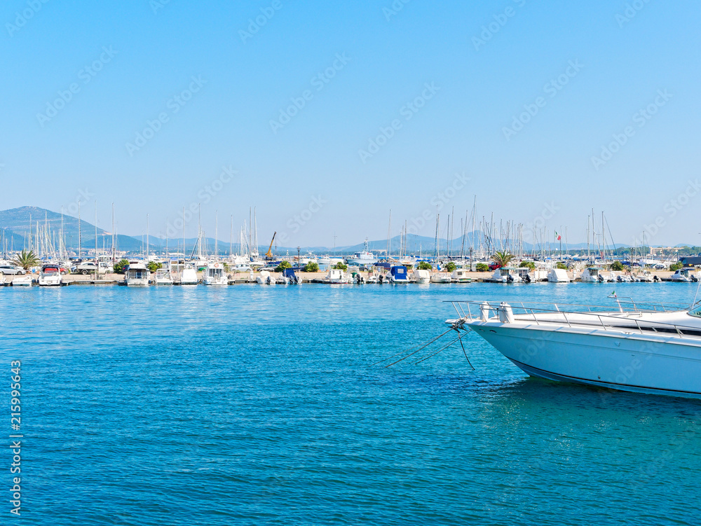 View of the port of Alghero. Sardinia, Italy.