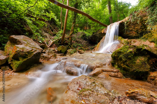 Una fresca sorgente primaverile: una cascata appenninica