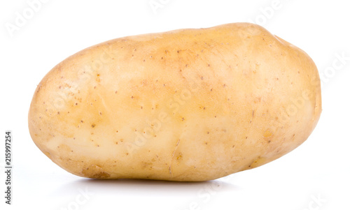 One tasty raw yellow potato isolated on white background