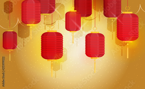 vector flat design chinese new year red paper lantern illustration