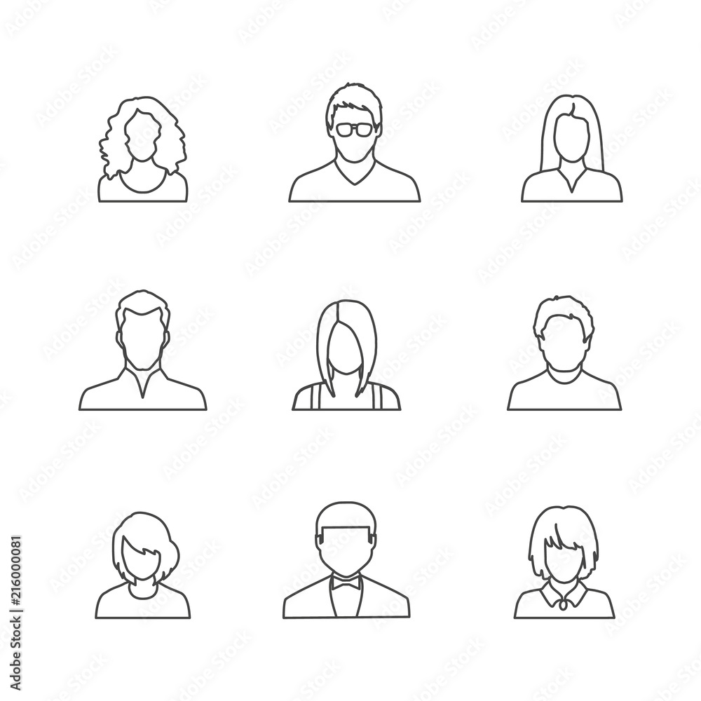 Set of avatar or user icons. Vector illustration. Silhouette of man and woman. Business people. Set of avatar or user icons. Vector illustration. Silhouette of man and woman. Business people.